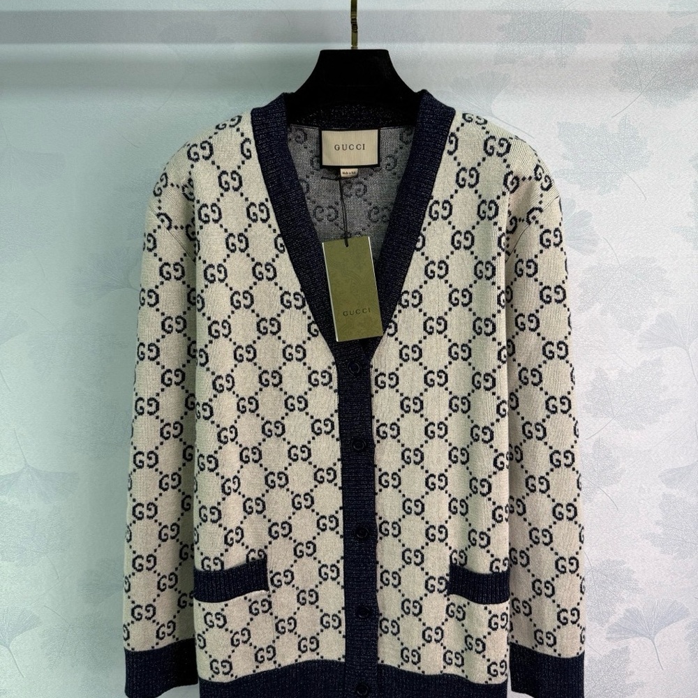 Gucci Cream and Black Cardigan Sweater